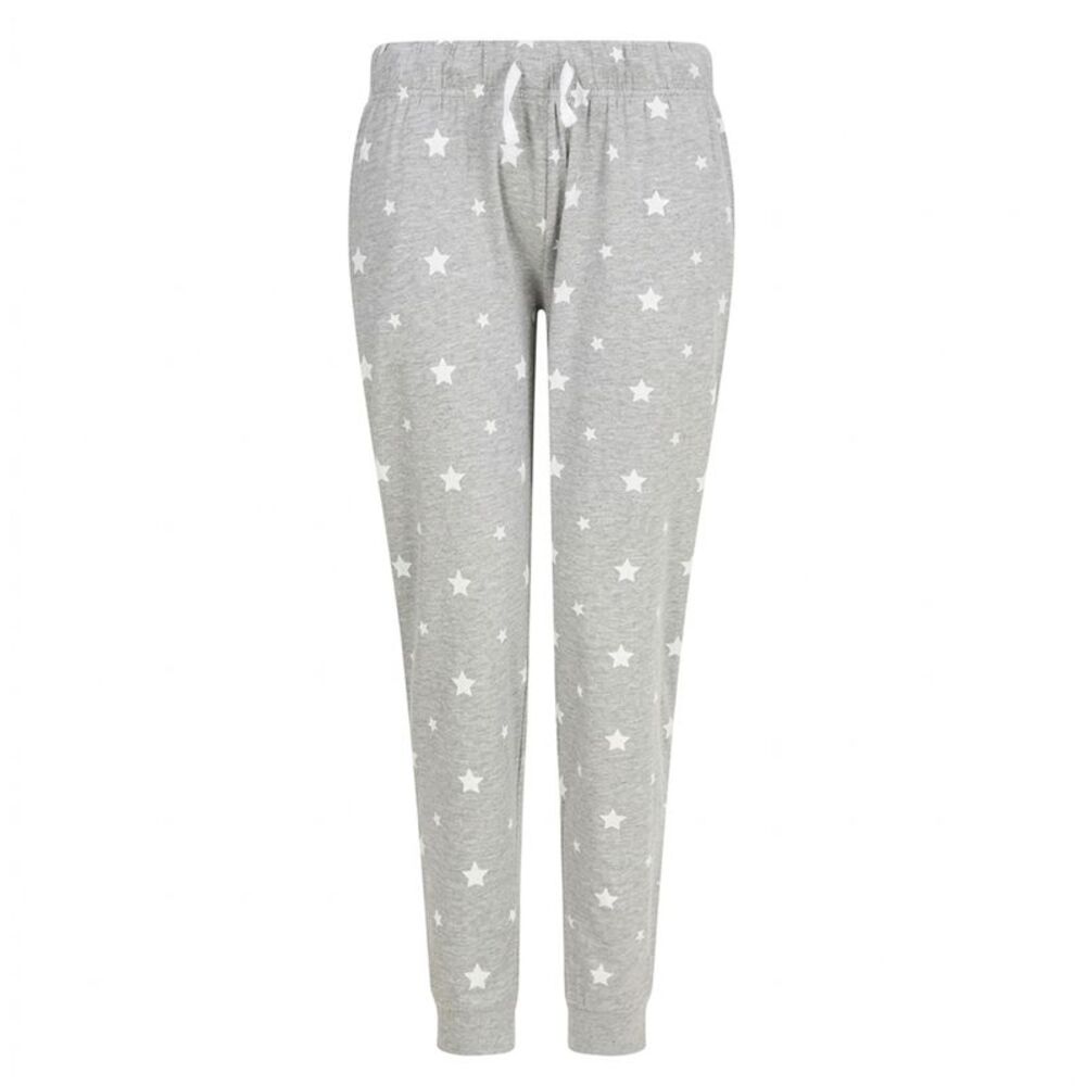 SF Womens/Ladies Stars Lounge Pants / Heather Grey/White